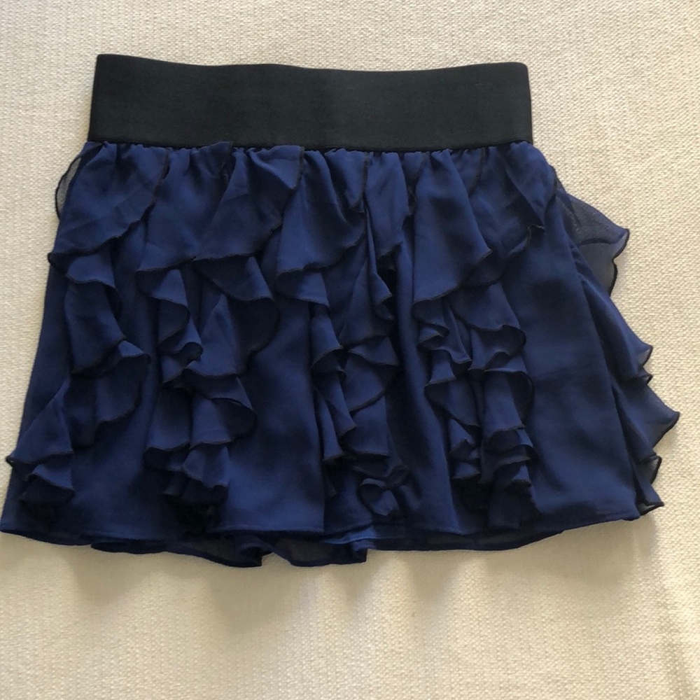NWT Express Blue Ruffle Mini Skirt